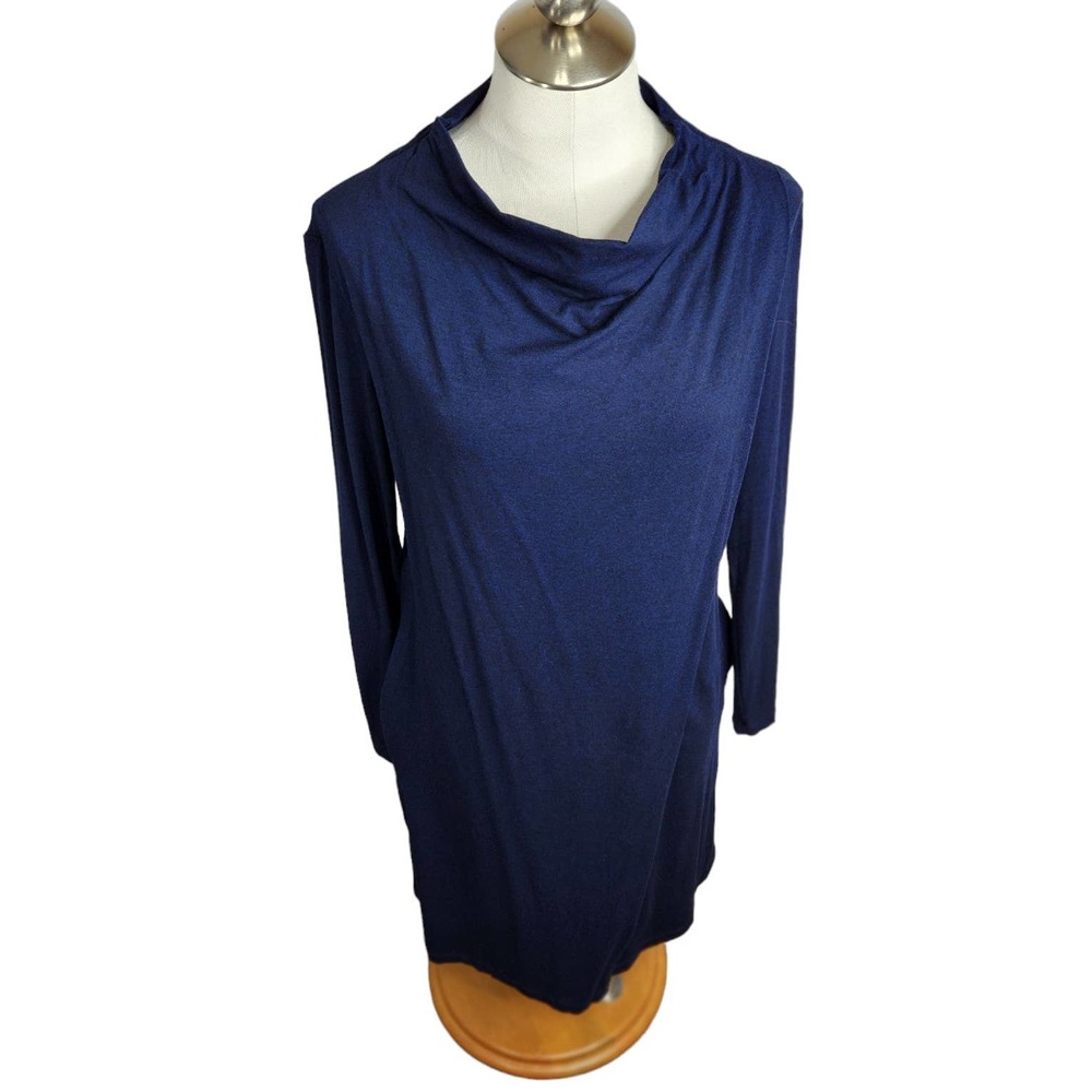 Just Female Matcha Faux Wrap Cowl Neck Knit Dress Women's XS‎ Navy Blue